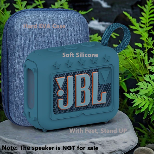 Alt view image 6 of 7 - Silicone Cover and Hard Carrying Case for JBL Go 4 Bluetooth Speaker Protective Holder Carrier for JBL Go 4 Speaker Accessories, Scratch-Resistant and Drop-Proof Cover (Blue)