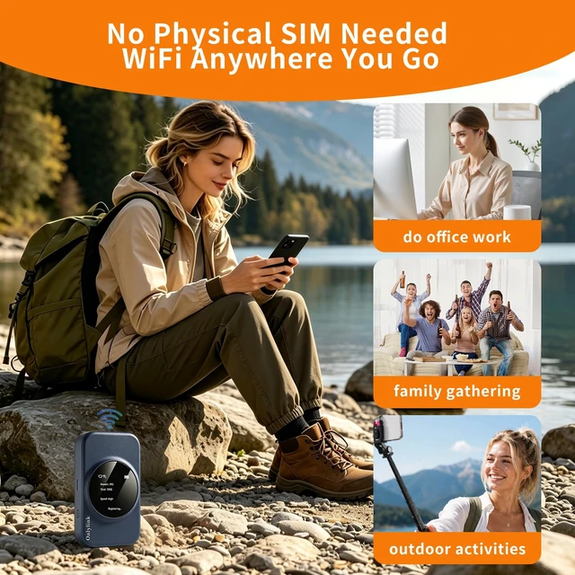 Alt view image 6 of 6 - 4G LTE Mobile Hotspot, No SIM Card or Contract Required Portable WiFi Hotspot, Support 16 Devices Connection, Portable Internet Device for Travel, RV & Outdoor Use