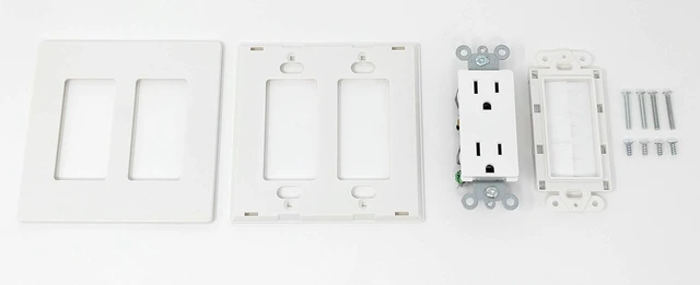 Alt view image 3 of 3 - 2 Gang 15A Outlet Mesh-Brush Screwless Decorative Wall Plate White
