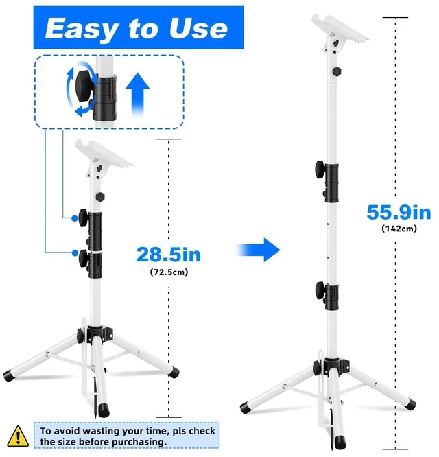 Alt view image 2 of 7 - Starlink Tripod Mount Gen 3 Adjustable Height Portable with Carry Bag 90° Tilt Starlink Stand Stable Iron Connector for Outdoor Travel RV Use Windproof Ground Anchor Non Slip Feet White