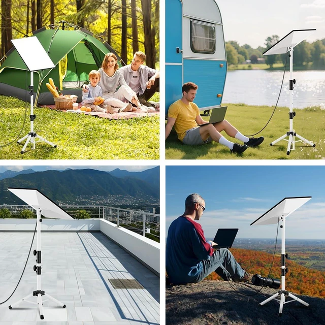 Alt view image 7 of 7 - Starlink Tripod Mount Gen 3 Adjustable Height Portable with Carry Bag 90° Tilt Starlink Stand Stable Iron Connector for Outdoor Travel RV Use Windproof Ground Anchor Non Slip Feet White