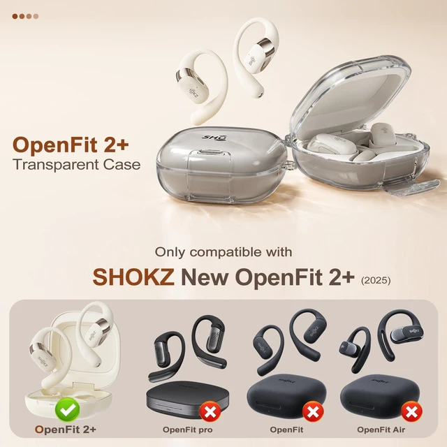 Alt view image 2 of 7 - for Shokz OpenFit 2+ Case 2025 with Safety Lock & Phone Stand,Clear+Black Soft TPU Clear Case for Shokz OpenFit 2 T921,Drop Protective Case with Cleaner Kit & Keychain for Men Women,Shockproof