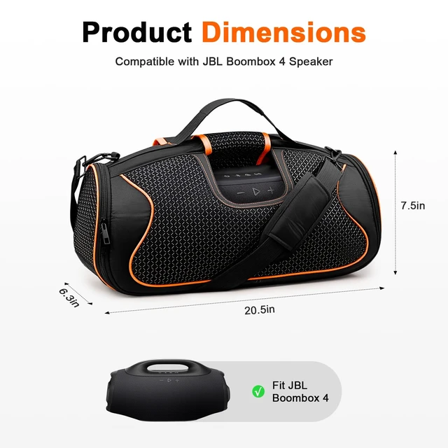 Alt view image 2 of 7 - Carrying Case Compatible for JBL Boombox 4 Waterproof Portable Bluetooth Speaker with Pocket Bag for Battery & Accessories, Black (Bag Only)