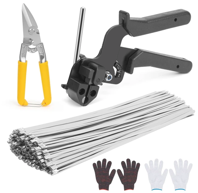 Main image of Metal Zip Ties Gun KitStainless Steel Zip Ties Tool Set with 200pcs 12inch Metal Zip Ties heavy duty outdoor(300LBS) and Industrial Cutting Tool,Corrosion Resistant for Fence, Pipe, Industrial Use