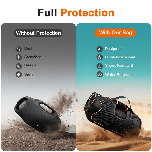 Alt view image 6 of 7 - Carrying Case Compatible for JBL Boombox 4 Waterproof Portable Bluetooth Speaker with Pocket Bag for Battery & Accessories, Black (Bag Only)