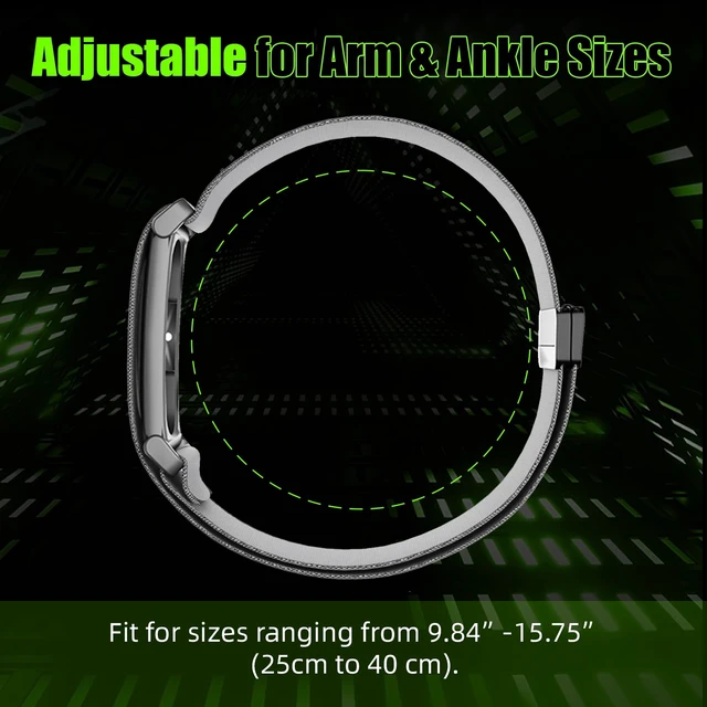 Alt view image 6 of 7 - Magnetic Bicep Band for Google Fitbit Air,Nylon Arm Strap (Light Grey) Elastic Sport Armband Ankle Nylon Bicep Bands with Magnet Clasp for Women Men,Breathable Replacement Strap for Gym Running