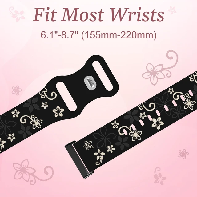 Alt view image 4 of 7 - 2 Pack Floral Engraved Bands for Fitbit Sense 1/2 Versa3/4 Cute,Two-Tone,Soft Silicone,Sport Strap,Women,For Fitbit Sense 2 / Sense Fitbit Versa 4/ Versa 3