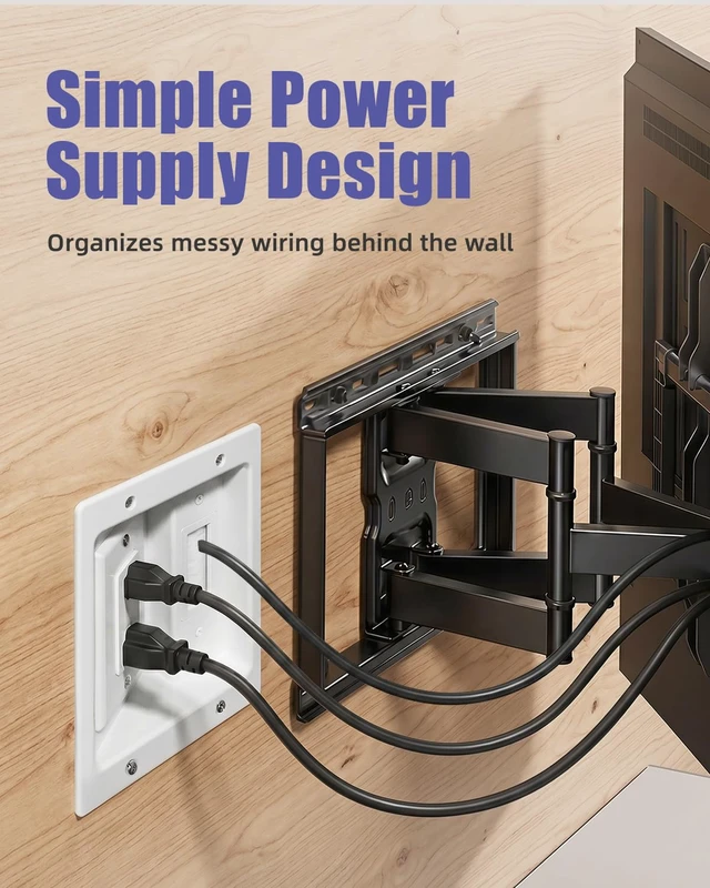Alt view image 2 of 7 - Wall Cable Concealer Kit, Upgraded Recessed TV Outlet Box-Two-Hole Socket with Cable Management Box, Hider in Wall Cable Management Kit Safe Hide Power Cables & Low Voltage Wires Fits All Plugs