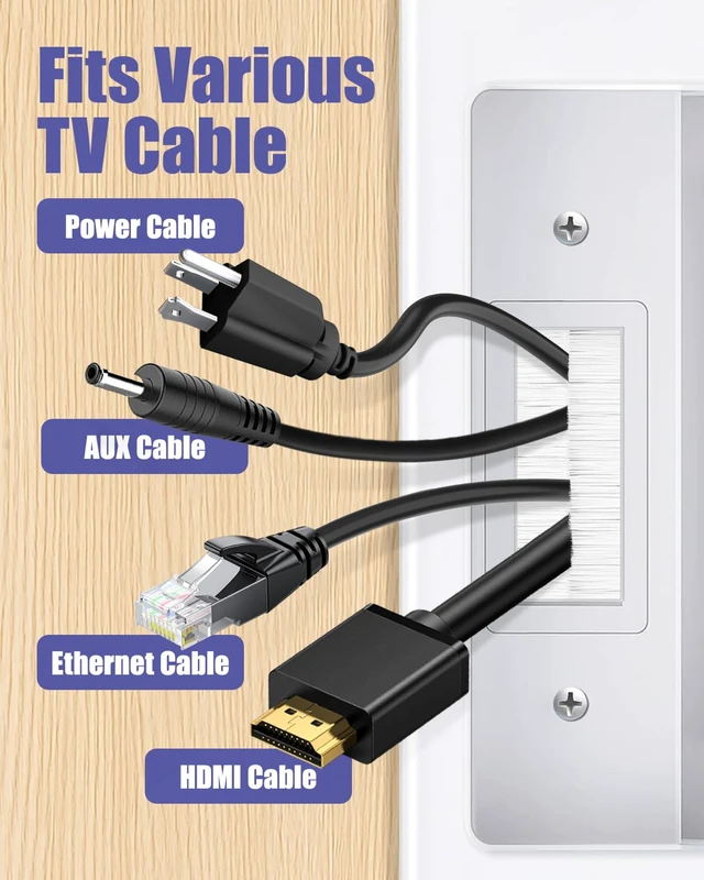 Alt view image 4 of 7 - Wall Cable Concealer Kit, Upgraded Recessed TV Outlet Box-Two-Hole Socket with Cable Management Box, Hider in Wall Cable Management Kit Safe Hide Power Cables & Low Voltage Wires Fits All Plugs