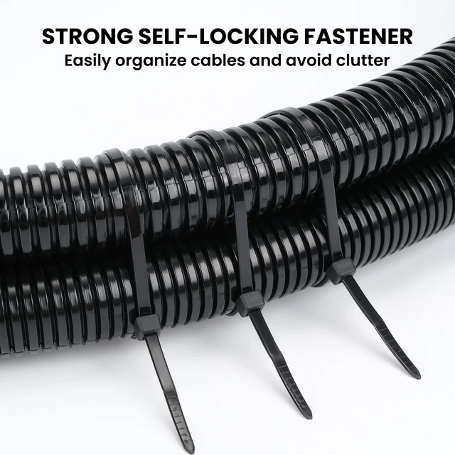Alt view image 6 of 7 - 8 Inch Zip Ties (1000 Pack) Heavy Duty 40lbs Tensile Strength UV Resistant Black Cable Ties for Indoor & Outdoor Use, Durable Nylon Wire Ties for Organizing Cables, Garden, Garage