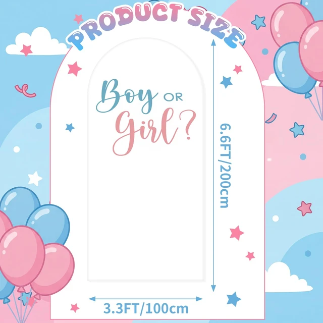 Alt view image 2 of 6 - Blue Pink Boy or Girl Gender Reveal Arch Decoration Backdrop Cover 6.6 ft Boy or Girl Sign Welcome Baby Gender Reveal Baby Shower Party Supplies Photoshoot Backdrop