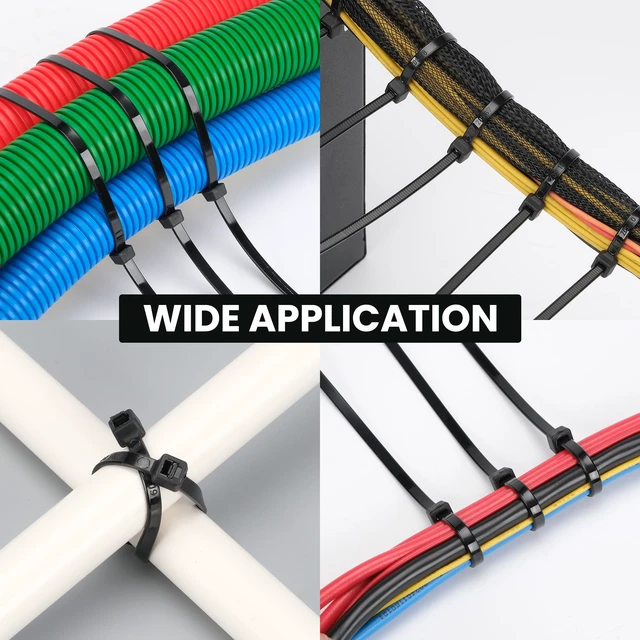 Alt view image 7 of 7 - 8 Inch Zip Ties (1000 Pack) Heavy Duty 40lbs Tensile Strength UV Resistant Black Cable Ties for Indoor & Outdoor Use, Durable Nylon Wire Ties for Organizing Cables, Garden, Garage