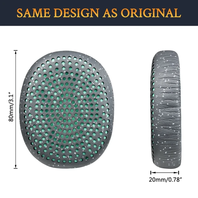 Alt view image 6 of 6 - Earpads Replacement for Skullcandy Riff, Riff2 Wired/Wireless On-Ear Headphones, Ear Pads Cushions with Softer Leather, Noise Isolation Foam (Grey)