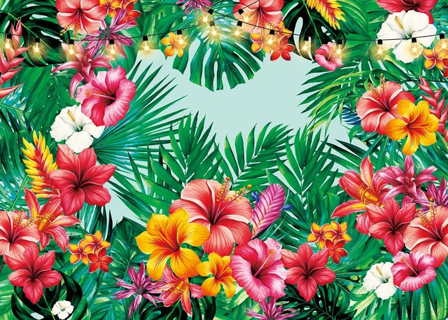 Main image of Tropical Palm Leaves Backdrop Floral Leaves Summer Jungle Hawaiian Luau Party Photography Background Aloha Theme Wedding Baby Shower Birthday Party Decorations Banner Photo Booth Props (8x6FT)
