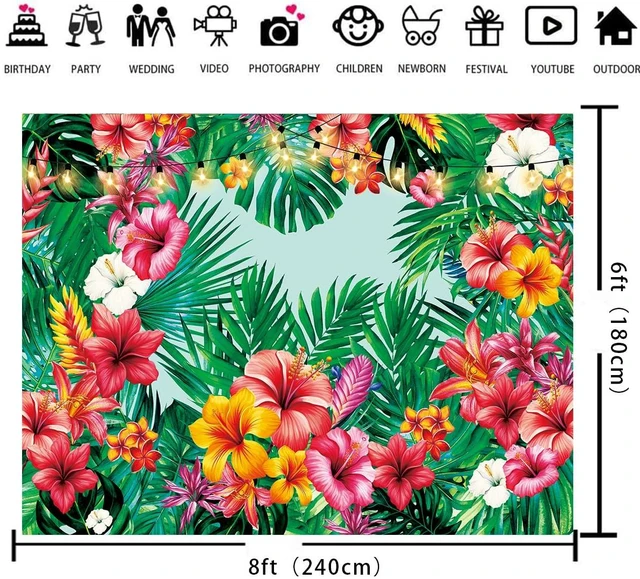 Alt view image 3 of 3 - Tropical Palm Leaves Backdrop Floral Leaves Summer Jungle Hawaiian Luau Party Photography Background Aloha Theme Wedding Baby Shower Birthday Party Decorations Banner Photo Booth Props (8x6FT)