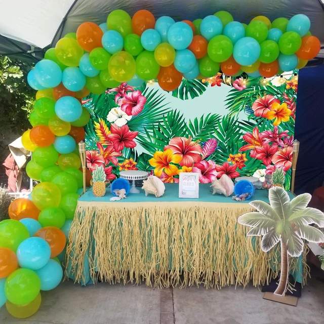Alt view image 2 of 3 - Tropical Palm Leaves Backdrop Floral Leaves Summer Jungle Hawaiian Luau Party Photography Background Aloha Theme Wedding Baby Shower Birthday Party Decorations Banner Photo Booth Props (8x6FT)