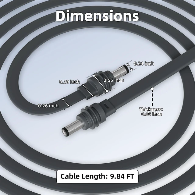 Alt view image 2 of 7 - Starlink Mini Flat DC Power Cable 9.84ft/3m, Waterproof Replacement Cord 20AWG Ultra-Thin Flat Waterproof DC Male to Male Cord for Starlink Mini & Mini X, RV Van Truck Camping Outdoor