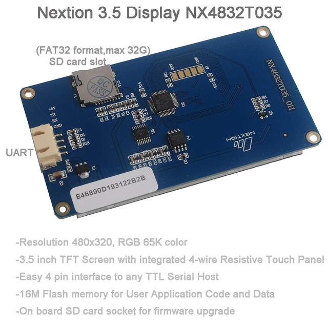 Alt view image 2 of 6 - Nextion 3.5 inch HMI Display Resistive Touch Screen 5V TFT LCD 480x320 for Arduino ESP32 Board (NX4832T035)