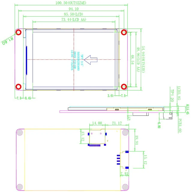 Alt view image 3 of 6 - Nextion 3.5 inch HMI Display Resistive Touch Screen 5V TFT LCD 480x320 for Arduino ESP32 Board (NX4832T035)