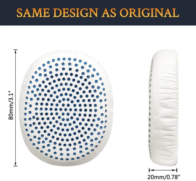 Alt view image 6 of 6 - Earpads Replacement for Skullcandy Riff, Riff2 Wired/Wireless On-Ear Headphones, Ear Pads Cushions with Softer Leather, Noise Isolation Foam (White)