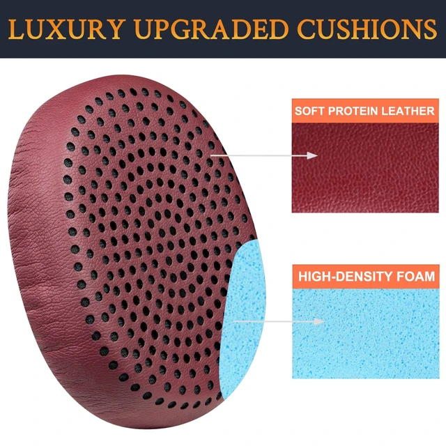 Alt view image 4 of 6 - Earpads Replacement for Skullcandy Riff, Riff2 Wired/Wireless On-Ear Headphones, Ear Pads Cushions with Softer Leather, Noise Isolation Foam (Red)