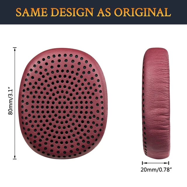 Alt view image 6 of 6 - Earpads Replacement for Skullcandy Riff, Riff2 Wired/Wireless On-Ear Headphones, Ear Pads Cushions with Softer Leather, Noise Isolation Foam (Red)