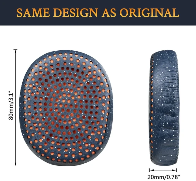Alt view image 6 of 6 - Earpads Replacement for Skullcandy Riff, Riff2 Wired/Wireless On-Ear Headphones, Ear Pads Cushions with Softer Leather, Noise Isolation Foam (Blue)