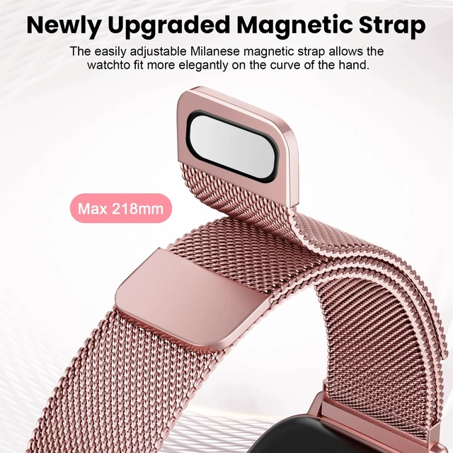 Alt view image 2 of 7 - Smartwatch for Women, 1.83 Fitness Watch with Blood Pressure, Calls/Messages, Female Cycle Tracking, Heart Rate & Sleep Monitor, IP68 Waterproof for Android & iPhone (Pink Gold)