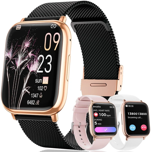 Main image of Smartwatch for Women, 1.83 Fitness Watch with Blood Pressure, Calls/Messages, Female Cycle Tracking, Heart Rate & Sleep Monitor, IP68 Waterproof for Android & iPhone (Black Gold)