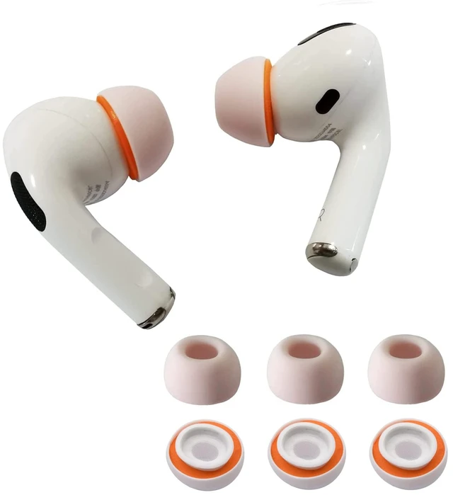 Main image of Upgraded Memory Foam&Silicone Hybrid Ear Tips for AirPods Pro 1st & 2nd Gen,Ultra-Comfort,Anti-Slip Eartips,Perfect Noise Reduction,Fit in The Charging Case,3 Pairs(Orange, Small)