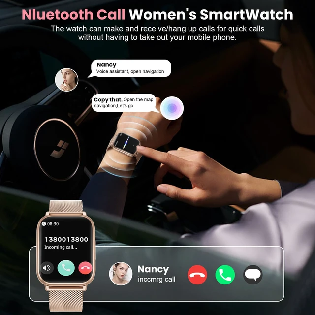 Alt view image 2 of 7 - Smartwatch for Women, 1.83 Fitness Watch with Blood Pressure, Calls/Messages, Female Cycle Tracking, Heart Rate & Sleep Monitor, IP68 Waterproof for Android & iPhone
