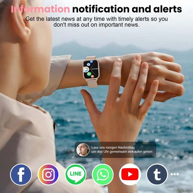 Alt view image 4 of 7 - Smartwatch for Women, 1.83 Fitness Watch with Blood Pressure, Calls/Messages, Female Cycle Tracking, Heart Rate & Sleep Monitor, IP68 Waterproof for Android & iPhone