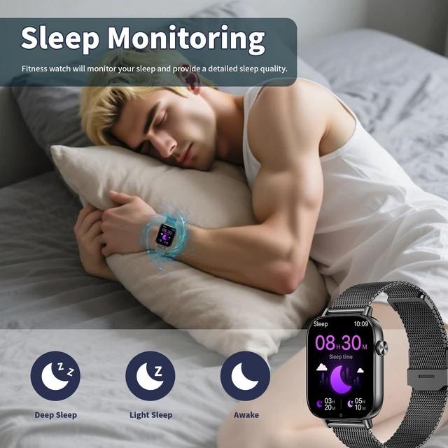 Alt view image 4 of 6 - Smart Watch for Women Men, 1.83" HD Smartwatches (Answer/Make Call), IP68 Waterproof Activity Fitness Tracker, HR, Sleep Monitoring, Pedometer, Fitness Watch for Android iOS (Black)