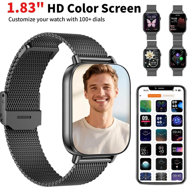 Alt view image 3 of 6 - Smart Watch for Women Men, 1.83" HD Smartwatches (Answer/Make Call), IP68 Waterproof Activity Fitness Tracker, HR, Sleep Monitoring, Pedometer, Fitness Watch for Android iOS (Black)