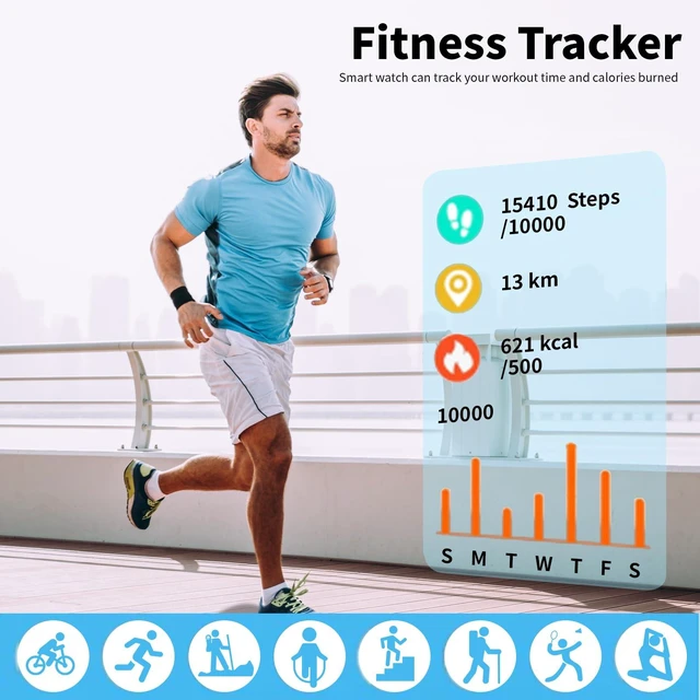 Alt view image 5 of 6 - Smart Watch for Women Men, 1.83" HD Smartwatches (Answer/Make Call), IP68 Waterproof Activity Fitness Tracker, HR, Sleep Monitoring, Pedometer, Fitness Watch for Android iOS (Black)
