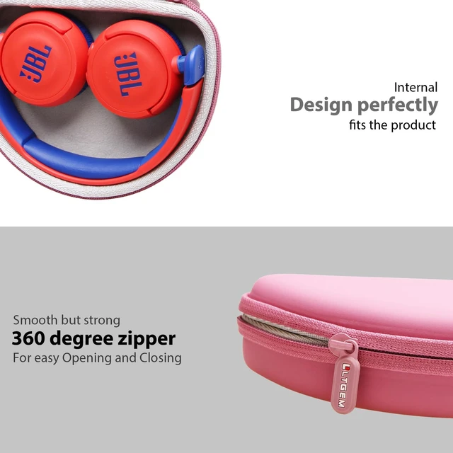 Alt view image 5 of 7 - Case for JBL Junior 320BT/Jr310BT Kids Headphones Pink Hard Carrying Travel Case for JBL Junior 320BT/Jr310BT Kids Headphone