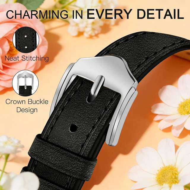 Alt view image 5 of 6 - Slim Leather Bands For Fitbit Inspire 3 Bands,Black/Silver Feminine,Design,Bee,for fitbit inspire 3