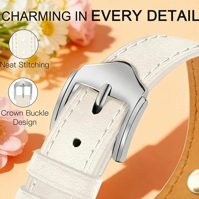 Alt view image 4 of 6 - Slim Leather Bands For Fitbit Inspire 3 Bands,Beige/Silver Feminine,Design,Bee,for fitbit inspire 3