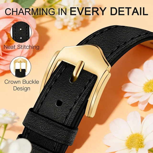 Alt view image 5 of 6 - Slim Leather Bands For Fitbit Inspire 3 Bands,Black/Gold Feminine,Design,Bee,for fitbit inspire 3