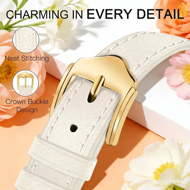 Alt view image 4 of 6 - Slim Leather Bands For Fitbit Inspire 3 Bands,Beige/Gold Feminine,Design,Bee,for fitbit inspire 3