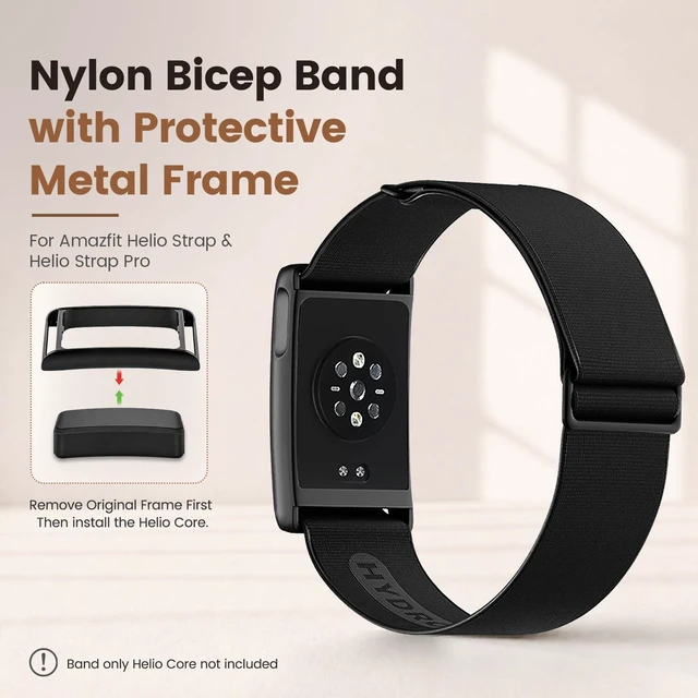Alt view image 2 of 7 - Elastic Bicep Band Compatible with Amazfit Helio Strap & Helio Strap Pro Adjustable Breathable Elastic Water-Resistant Secure Fit