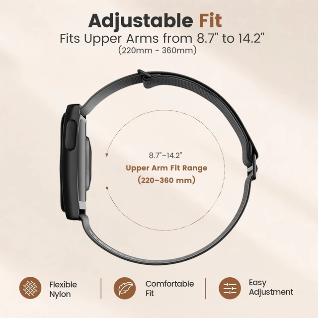 Alt view image 6 of 7 - Elastic Bicep Band Compatible with Amazfit Helio Strap & Helio Strap Pro Adjustable Breathable Elastic Water-Resistant Secure Fit