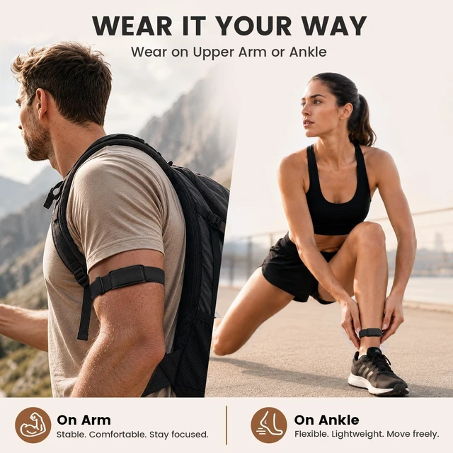 Alt view image 5 of 7 - Elastic Bicep Band Compatible with Amazfit Helio Strap & Helio Strap Pro Adjustable Breathable Elastic Water-Resistant Secure Fit