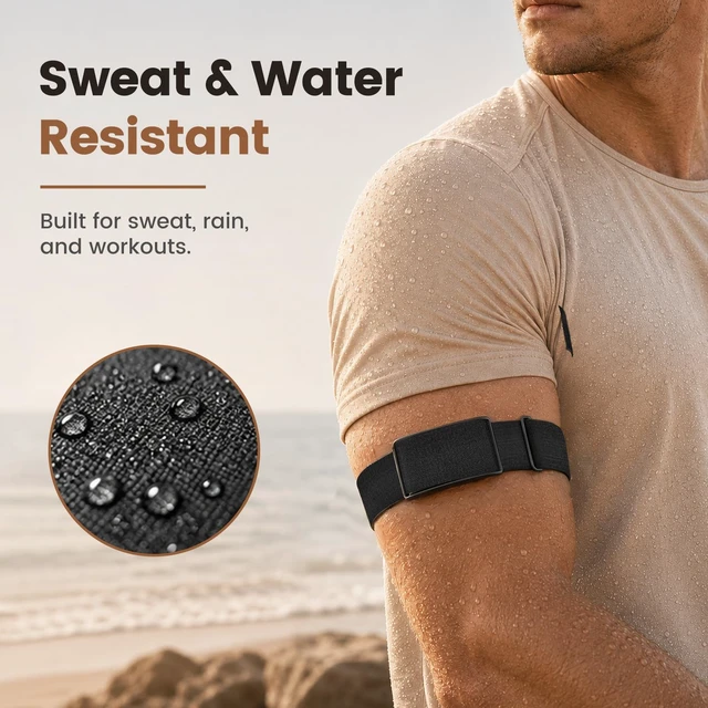 Alt view image 3 of 7 - Elastic Bicep Band Compatible with Amazfit Helio Strap & Helio Strap Pro Adjustable Breathable Elastic Water-Resistant Secure Fit