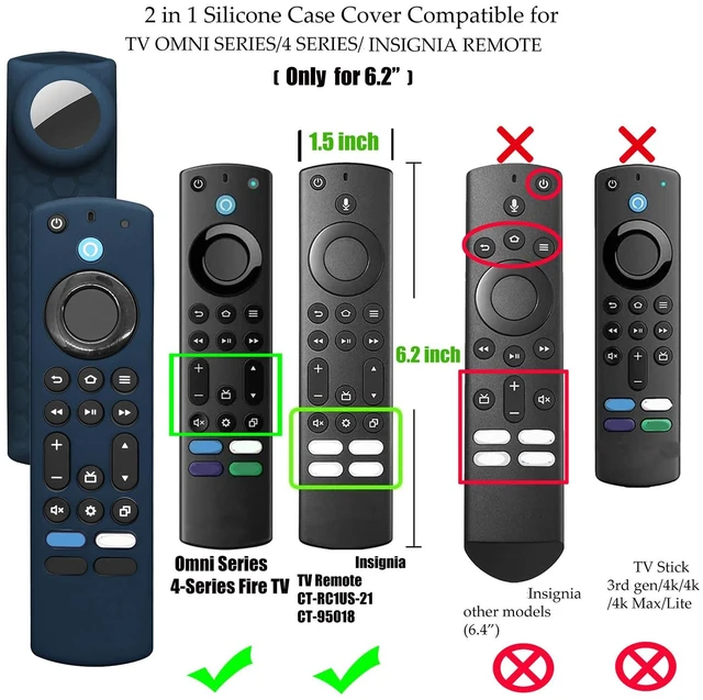 Alt view image 2 of 6 - TV 4-Series Cover with AirTag Holder for Insignia Omni Series or TV 4-Series,Compatible with NS-RCFNA-21 CT-RC1US-21 CT95018 Voice Remote Control,with Hole for Tile Sticker,Black+Navy Blue
