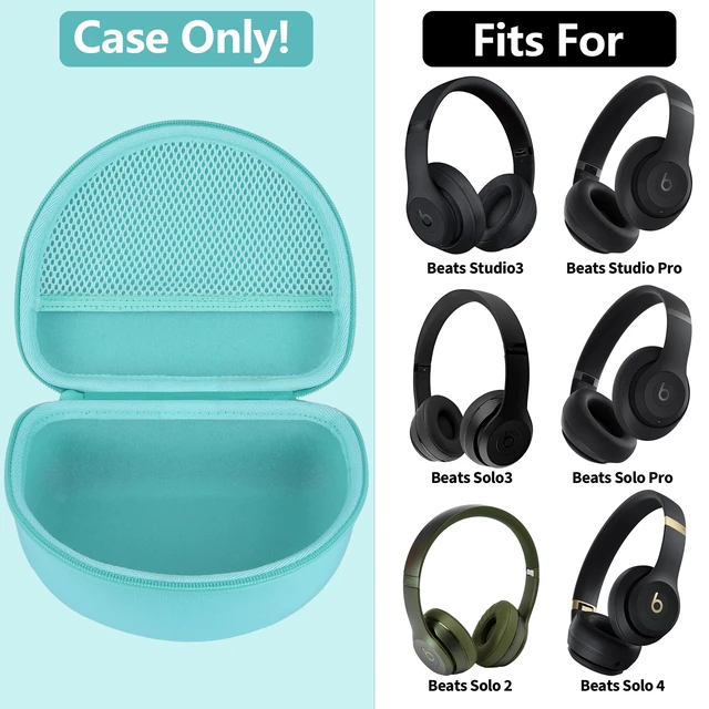 Alt view image 3 of 7 - Case for Beats Solo 4/Studio Pro/Solo3/Studio3 On-Ear Headphones Solo Pro Headphone Case, Hard Shell Shockproof, Mesh Bag Organizer, Lightweight Travel
