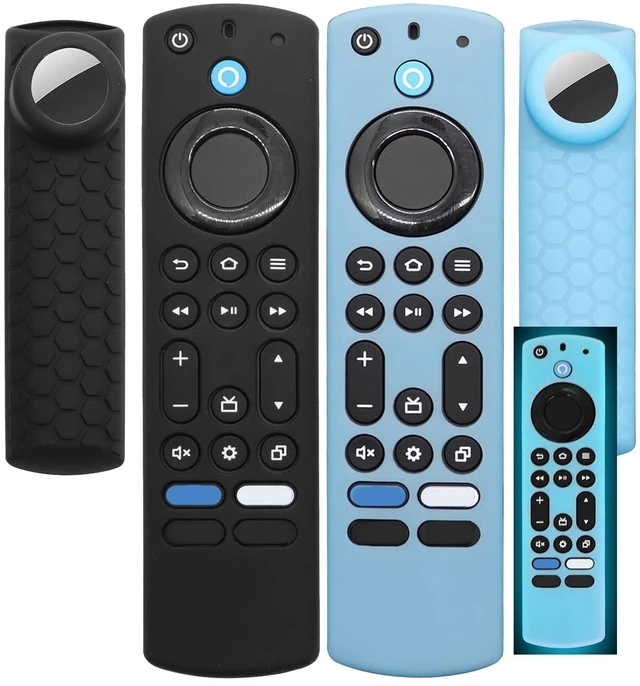 Main image of CT-RC1US-21 Remote Cover with Hole for Airtag, Glow Blue+Black Glow in The Dark for NS-RCFNA-21 Insignia/Toshiba Fir Remote for Tile Sticker,for TV Omni Series and TV 4-Series Remote