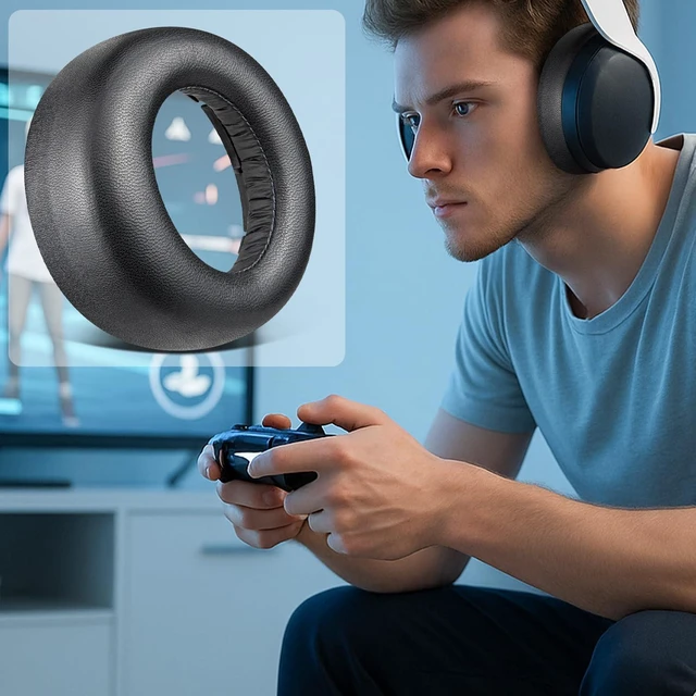 Alt view image 5 of 7 - Lambskin Earpads for Sony Pulse 3D PS5 - LS Black Not Fit Pulse Elite Headphones