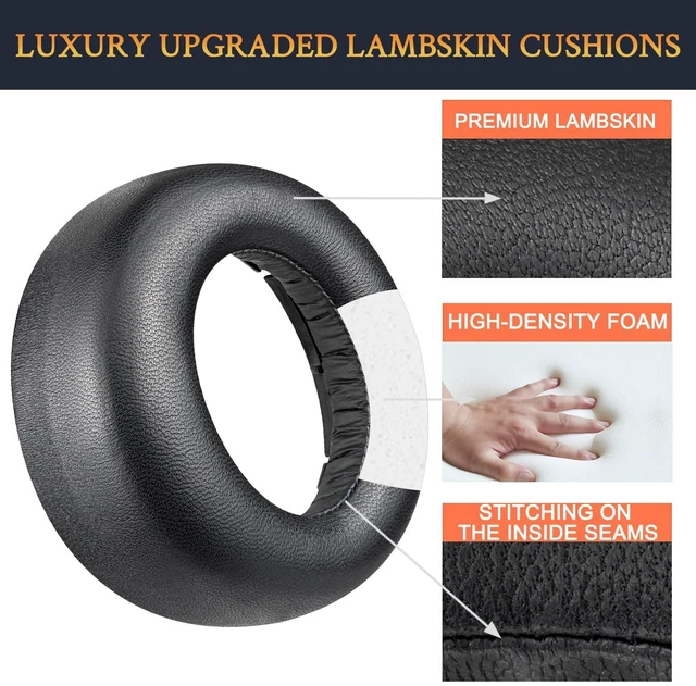 Alt view image 6 of 7 - Lambskin Earpads for Sony Pulse 3D PS5 - LS Black Not Fit Pulse Elite Headphones