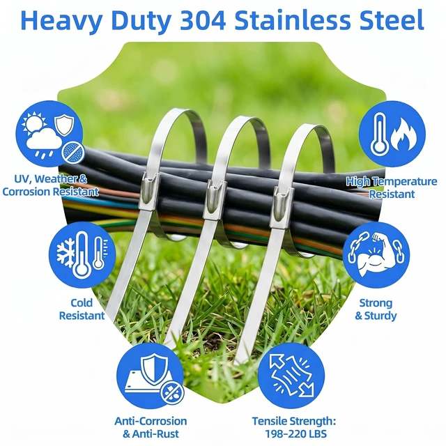 Alt view image 6 of 7 - 250PCS 304 Stainless Steel Cable Tie Gun Metal Zip Ties Heavy Duty Outdoor Metal Zip Cutter Adjustable Fastening Cutting Tie Tool Sets for Vehicles Exhaust Wrap Wire Fence Chicken Coop